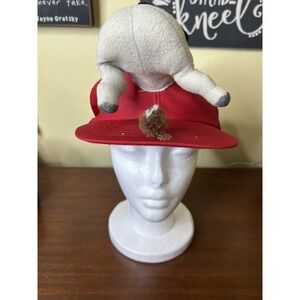 Novelty Hat Snapback Cap Red Animal Butt Horse Donkey Stuffed Animal Funny VTG